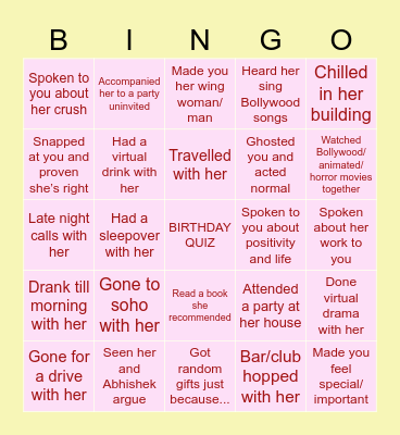SHIVANGI’S BIRTHDAY Bingo Card