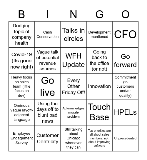 At least we're getting free days off Bingo Card