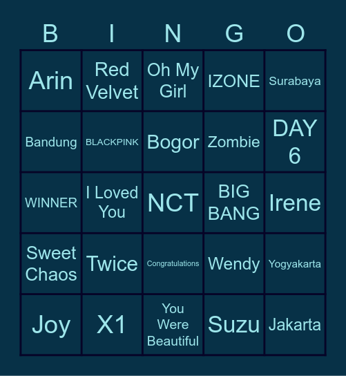 M I N O Bingo Card