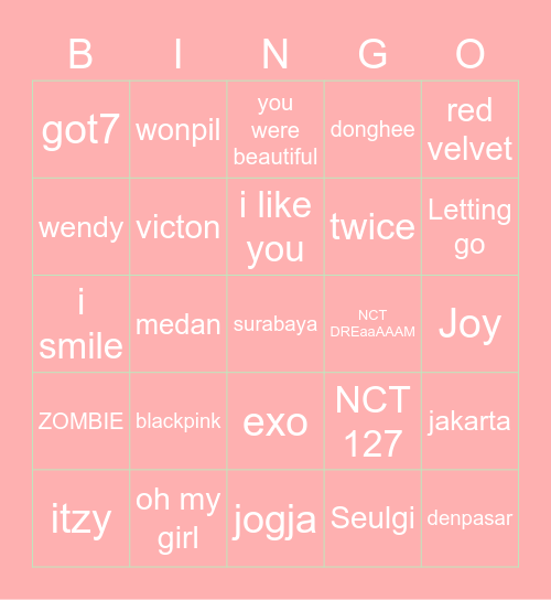 💛💜💛 bingo arin💜💛💜 Bingo Card