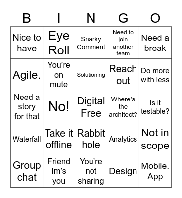 Making Meetings Fun Bingo Card
