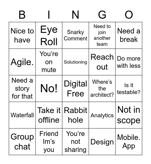 Making Meetings Fun Bingo Card