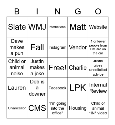 MarComm v2 Bingo Card
