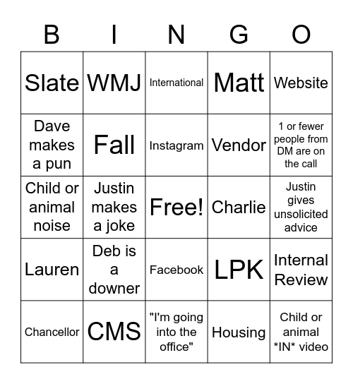 MarComm v2 Bingo Card