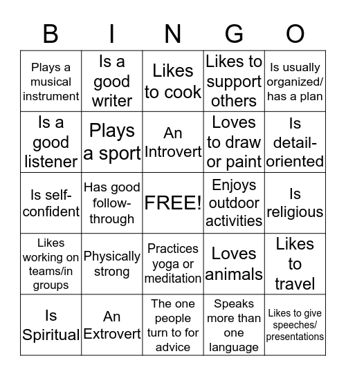 Who We Are Bingo Card