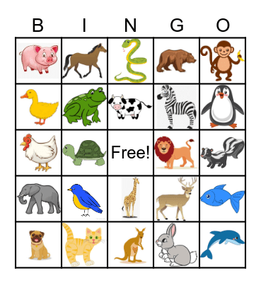 Animal BINGO Card
