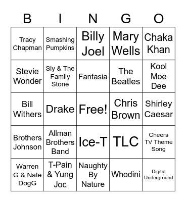 Music Bingo 10 Bingo Card