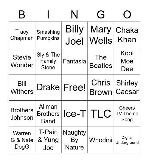 Music Bingo 10 Bingo Card