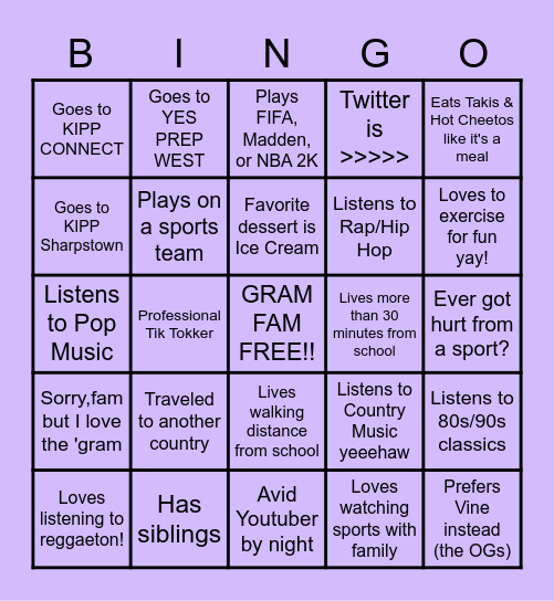 GRAM FAM BINGO!!! Bingo Card