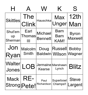 Seattle Seahawks Bingo Card
