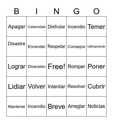 Spanish Bingo Card