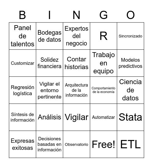Ciencia de datos Bingo Card