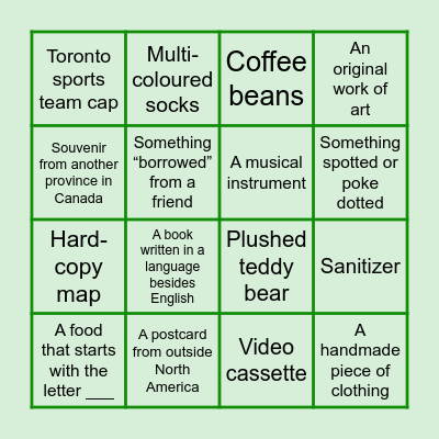 Scavenger Hunt Bingo Card