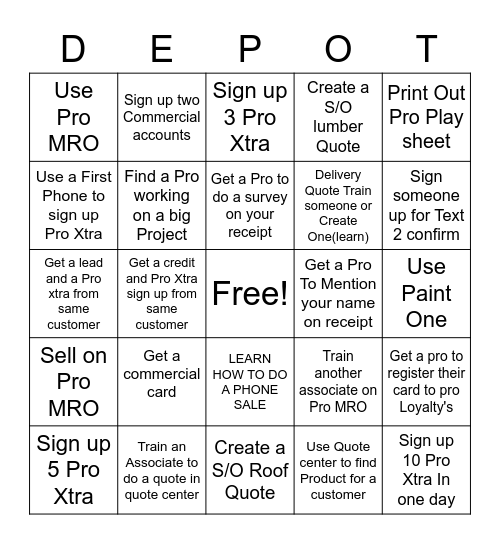 FIND KNOW GROW (DEPOT BINGO) Bingo Card