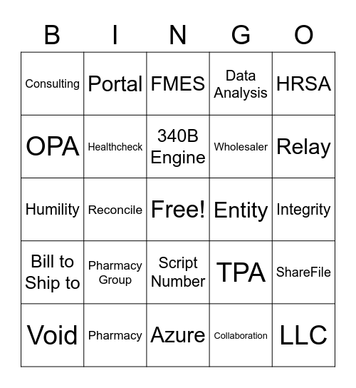 340B Bingo Card