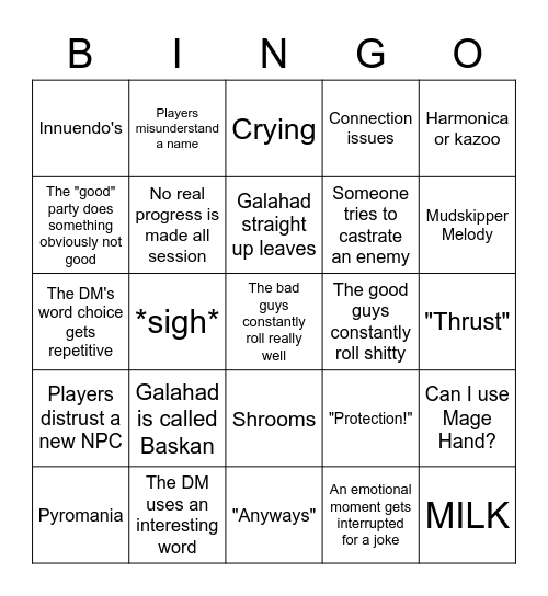 DM Bingo Card