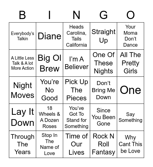 Music Bingo 44 Bingo Card