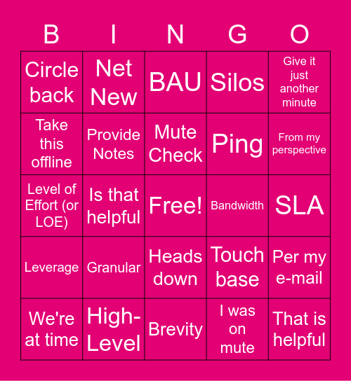 T-Mobile Call Bingo Card