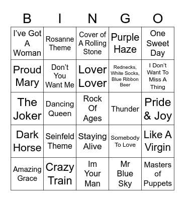 Music Bingo 2 Bingo Card