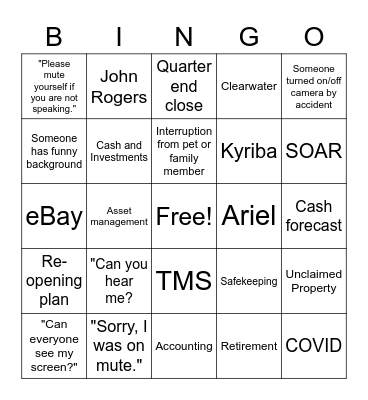 Asset Management Bingo Card
