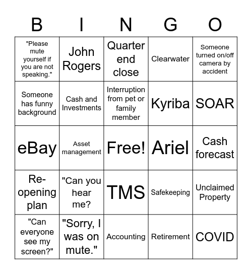 Asset Management Bingo Card