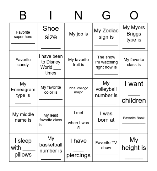 Noelle BINGO Card