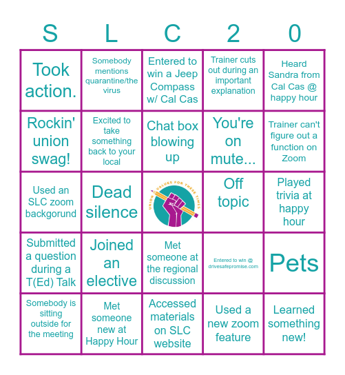 SLC 2020 Bingo Card