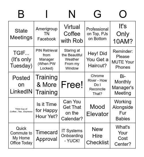 AGP TN Manager's Bingo! Bingo Card