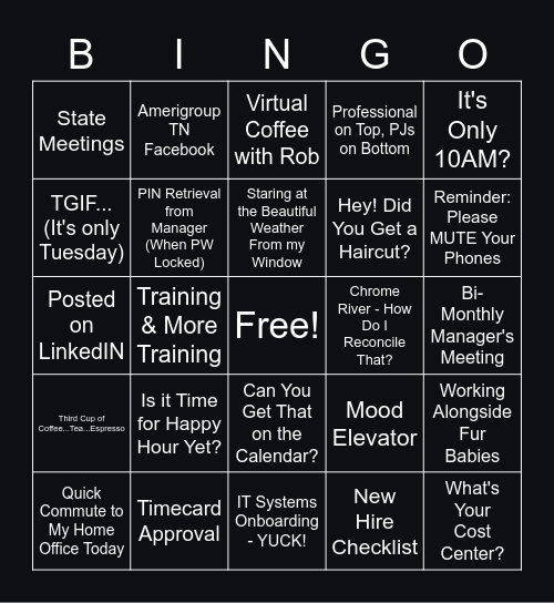 AGP TN Manager's Bingo! Bingo Card