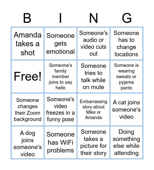 Amanda's Bachelorette Bingo Card