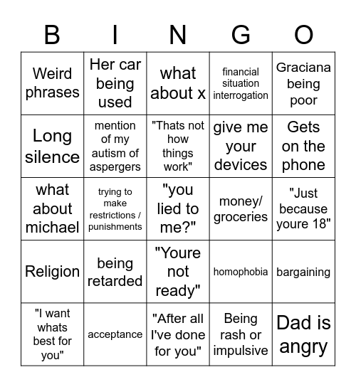 Moving out bingo Card