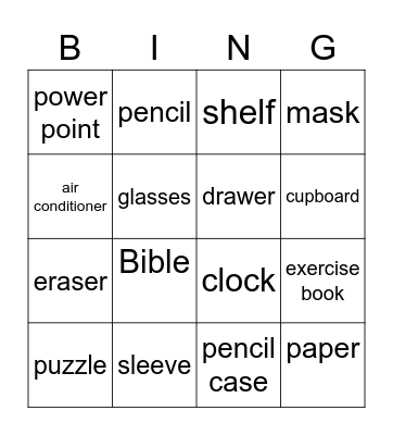 Grade 8 Classroom Bingo Card