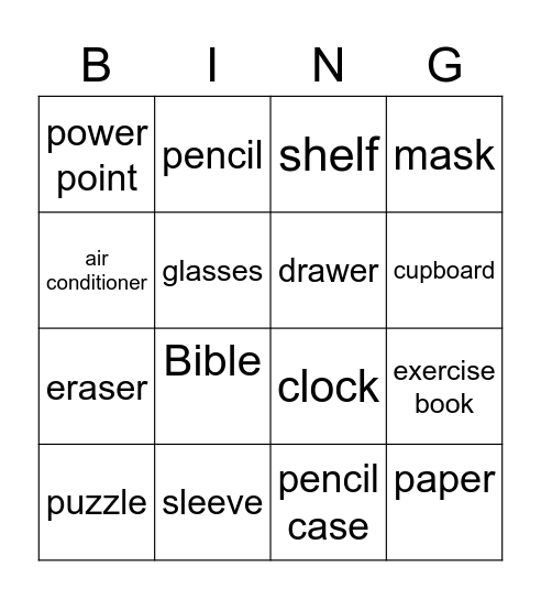 Grade 8 Classroom Bingo Card