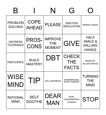 DBT Bingo Card