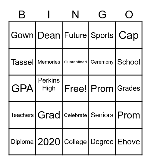 Graduation B-I-N-G-O Bingo Card