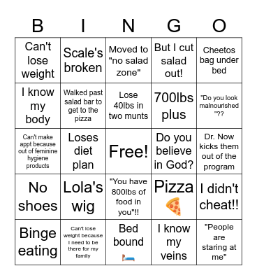 600lb Bingo Card