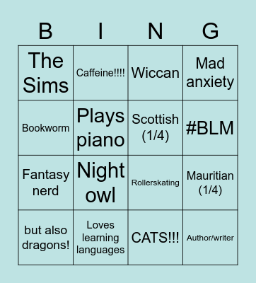 What do we have in common? Bingo Card