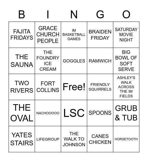RAMILY BINGO NIGHT Bingo Card
