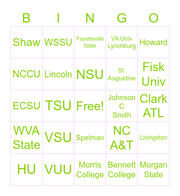 HBCU Bingo Card