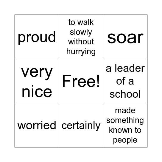 A Fine, Fine School Vocabulary Bingo Card