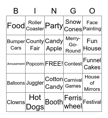 CARINVAL THEMED  Bingo Card