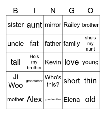 People I Love Bingo Card