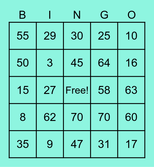 one Bingo Card