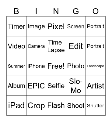 PHOTOGRAPHY Bingo Card