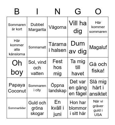 Sommarbingo! Bingo Card