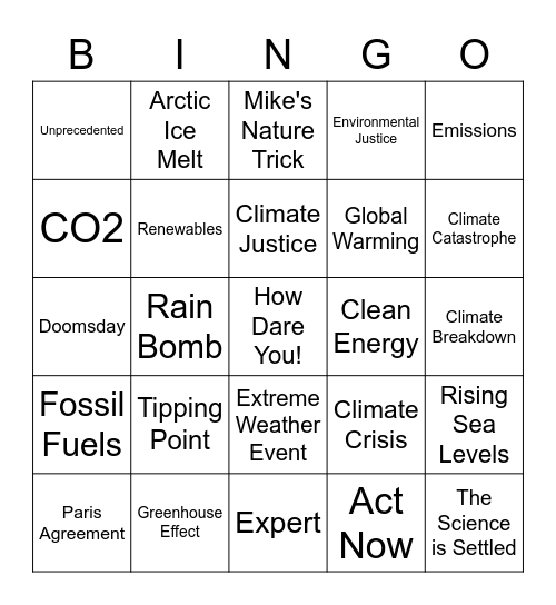 CLIMATE CHANGE Bingo Card