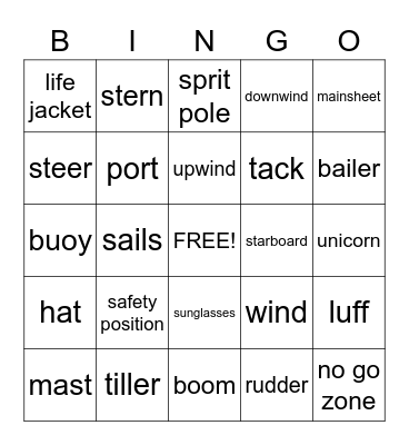 Sailing Bingo Card