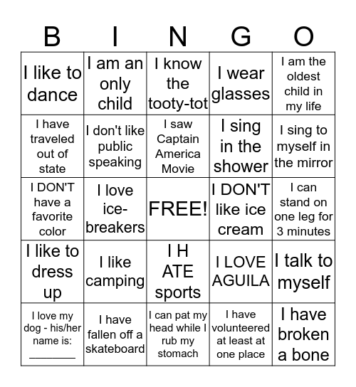 AGUILA FAMILIA Bingo Card