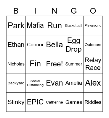 Backyard Games Bingo Card