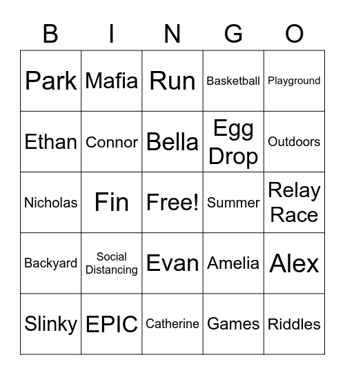 Backyard Games Bingo Card